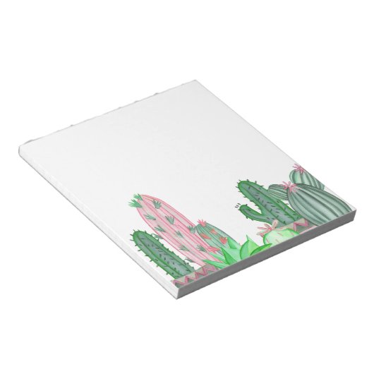 Bloc-note Bordure de cactus vert et rose (Incliné)