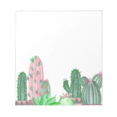 Bloc-note Bordure de cactus vert et rose (Devant)