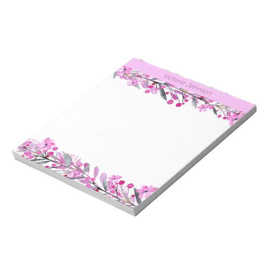 Bloc-note Bordure de fleur rose (Tourné)