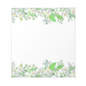 Bloc-note Bordure de fleurs d'aquarelle verte et blanche (Devant)