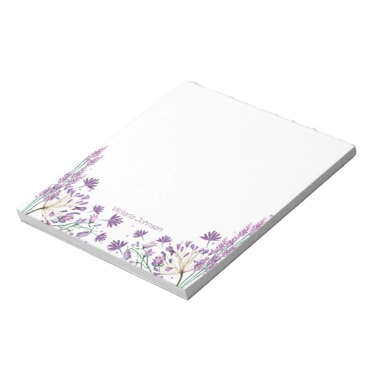 Bloc-note Bordure de fleurs d'aquarelle violette (Tourné)