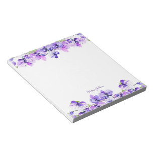 Bloc-note Bordure de fleurs d'aquarelle violette