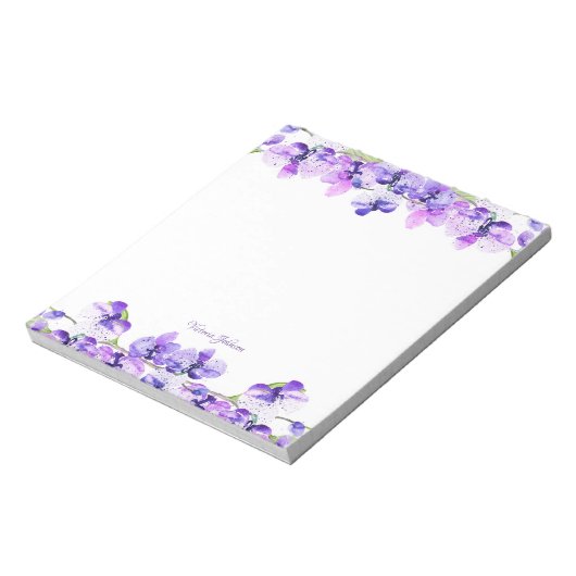 Bloc-note Bordure de fleurs d'aquarelle violette (Tourné)