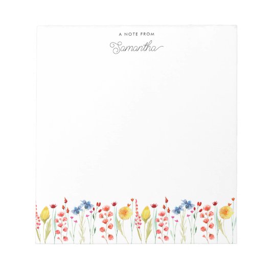 Bloc-note Bordure de fleurs fleur sauvage aquarelle personna (Devant)