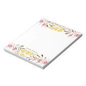 Bloc-note Bordure de fleurs rose et jaune (Tourné)