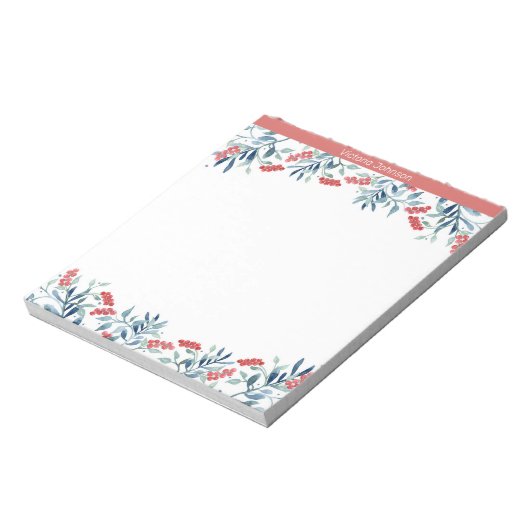 Bloc-note Bordure de fleurs saumon couleur rose (Tourné)