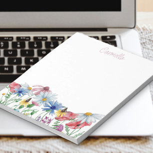 Bloc-note Bordure de fleurs sauvages jolie personnalisée