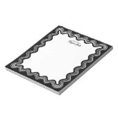Bloc-note Bordure de ligne ondulée noir et blanc nom personn (Tourné)