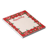 Bloc-note Bordure de Noël Élégante Rouge Vert Blanc Joyeuses (Incliné)