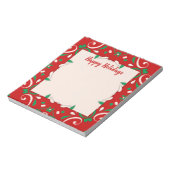 Bloc-note Bordure de Noël Élégante Rouge Vert Blanc Joyeuses (Tourné)