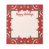 Bloc-note Bordure de Noël Élégante Rouge Vert Blanc Joyeuses (Devant)