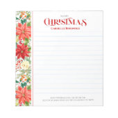 Bloc-note Bordure de poinsettia et de fleurs de Noël (Devant)