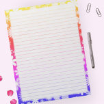 Bloc-note Bordure des fleurs rétro sur Vintage arc-en-ciel<br><div class="desc">Ce design présente une bordure arc-en-ciel fleurie et rétro lumineuse sur un arrière - plan arc-en-ciel vintage.</div>