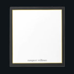 Bloc-note Bordure en or noir moderne simple personnalisée<br><div class="desc">Bordure en or noir simple et moderne - Bloc-notes personnalisé</div>
