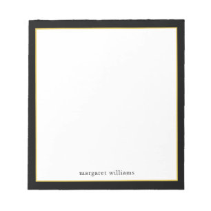 Bloc-note Bordure en or noir moderne simple personnalisée