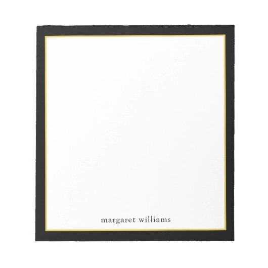 Bloc-note Bordure en or noir moderne simple personnalisée (Devant)