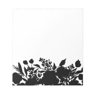 Bloc-note Bordure en silhouette florale noire et blanche