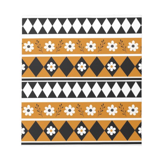 Bloc-note Bordure Fleur Diamant Boho Motif Floral (Devant)