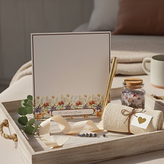 Bloc-note Bordure fleur sauvage d'automne personnalisée