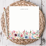 Bloc-note Bordure florale aquarelle personnalisée<br><div class="desc">Ces blocs-notes sont lumineux et gais et feront un cadeau parfait ou un ajout à votre bureau. Customisez le bloc-notes à l'aide du formulaire modèle. Utilisez la fonction Personnaliser supplémentaire pour modifier la police ou la disposition du texte.</div>