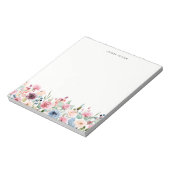 Bloc-note Bordure florale aquarelle personnalisée (Tourné)
