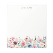 Bloc-note Bordure florale aquarelle personnalisée (Devant)