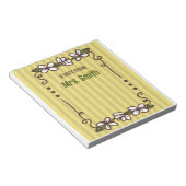 Bloc-note Bordure florale blanche rayée jaune (Incliné)