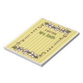 Bloc-note Bordure florale blanche rayée jaune (Tourné)