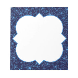 Bloc-note Bordure florale bleu et blanc de la Marine, Bloc-n