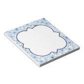 Bloc-note Bordure florale bleue et blanche, blanche (Incliné)