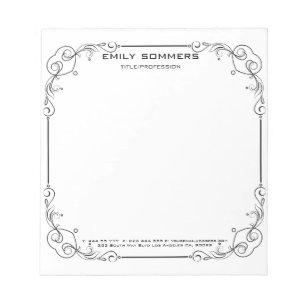 Bloc-note Bordure florale de la torse noire