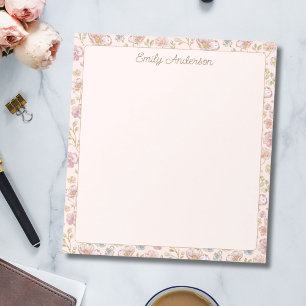 Bloc-note Bordure Florale Élégante et Personnalisée avec Mon