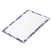 Bloc-note Bordure florale - Papier ligné large rose 21,59 cm (Incliné)