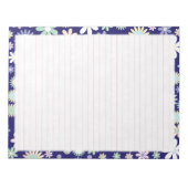 Bloc-note Bordure florale - Papier ligné large rose 21,59 cm (Devant)