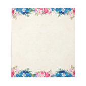 Bloc-note Bordure florale rose bleu (Devant)