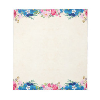 Bloc-note Bordure florale rose bleu