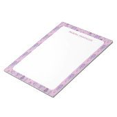 Bloc-note Bordure florale rose élégante Nom personnalisé (Incliné)