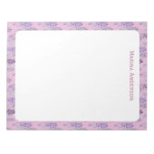 Bloc-note Bordure florale rose élégante Nom personnalisé (Devant)