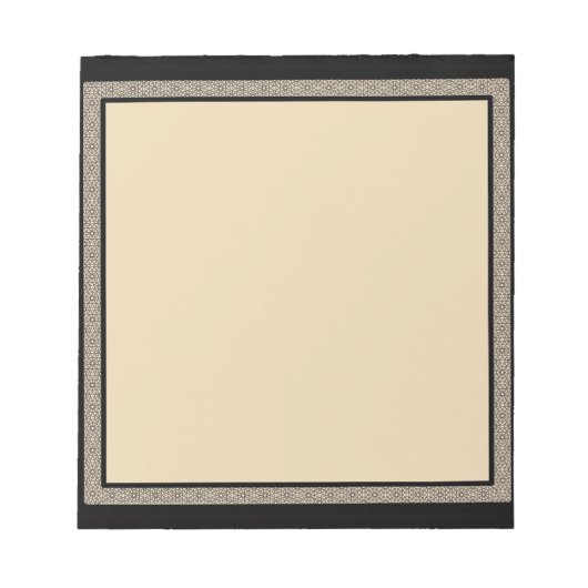 Bloc-note Bordure géométrique beige et noire (Devant)
