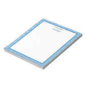 Bloc-note Bordure géométrique bleue avec monogramme (Tourné)