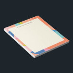 Bloc-note Bordure géométrique colorée Nom personnalisé<br><div class="desc">Ajoutez un éclat de couleur à vos notes quotidiennes avec cette Bordure géométrique Colorée Personnalisée Nom Pad. Les bordures audacieuses et vibrantes encadrent votre nom magnifiquement, ce qui rend chaque page spéciale. C’est un mélange parfait de créativité et de pratique pour tous ceux qui aiment la papeterie personnalisée avec une...</div>