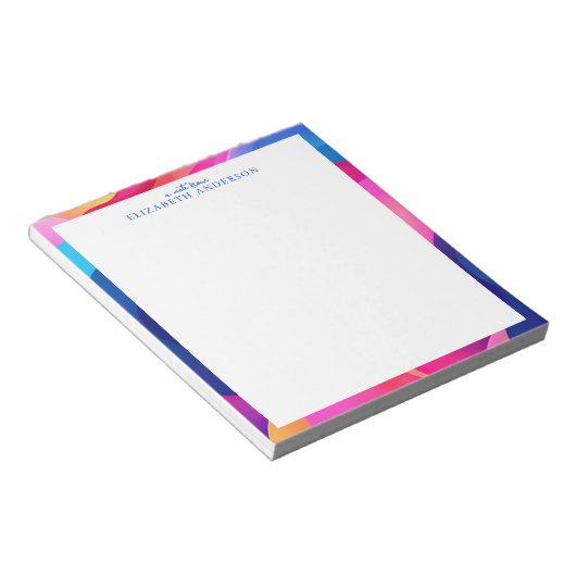 Bloc-note Bordure géométrique colorée personnalisée (Incliné)