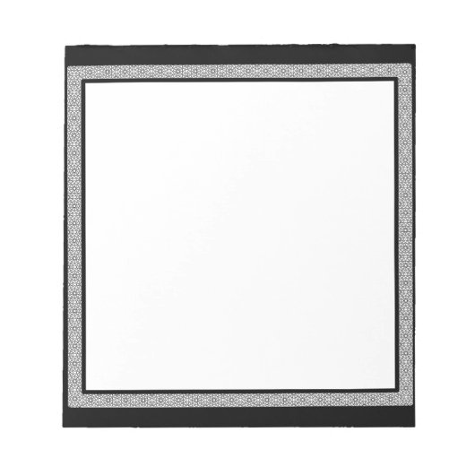 Bloc-note Bordure géométrique noire et blanche (Devant)