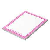 Bloc-note Bordure géométrique rose avec monogramme (Tourné)