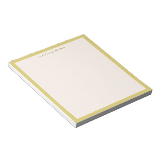 Bloc-note Bordure jaune Chartreuse simple Nom personnalisé (Incliné)