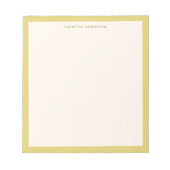 Bloc-note Bordure jaune Chartreuse simple Nom personnalisé (Devant)