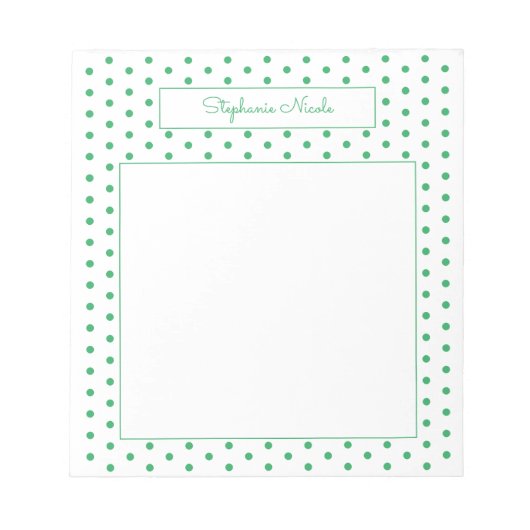 Bloc-note Bordure mince personnalisée simple Polka Point ver (Devant)
