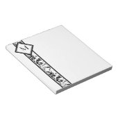 Bloc-note Bordure noire Damas et monogramme (Incliné)