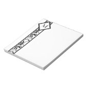 Bloc-note Bordure noire Damas et monogramme (Tourné)