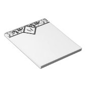 Bloc-note Bordure noire Damas et monogramme (Incliné)